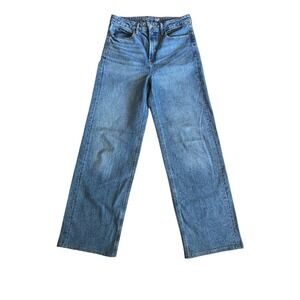 Old Navy Sky-Hi Wide Leg Jeans Extra High Rise Medium Wash 8 Tall Relaxed Boho